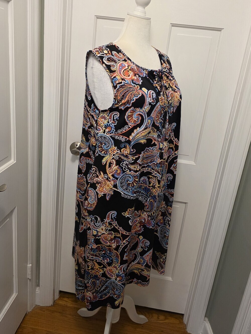Avenue Black Paisley Print Sleeveless Knit Dress Size 18/20, Casual, Colorful - Picture 6 of 10